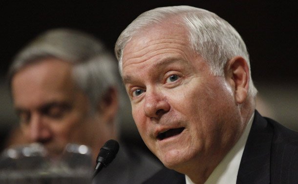 Defense Secretary Robert Gates testifies on Capitol Hill in Washington, February 2, 2010, before a Senate Armed Services Committee hearing on the Defense Authorization Request for fiscal year 2011, the Future Years Program, the 2011 Quadrennial Defense Review, and the 2011 Missile Defense Review. (AP/Manuel Balce Ceneta)