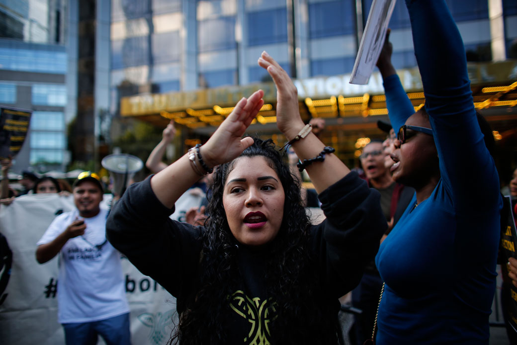 A woman takes part in a New York City march against President Trump's decision to end DACA, September 2017. (Getty/Corbis News/VIEWpress/Kena Betancur)