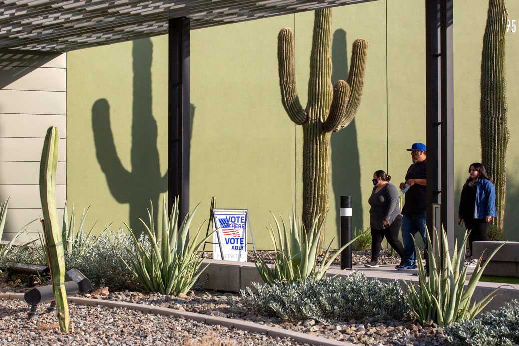  (Voters arrive at polling location in Arizona to cast their votes on November 3, 2020.)