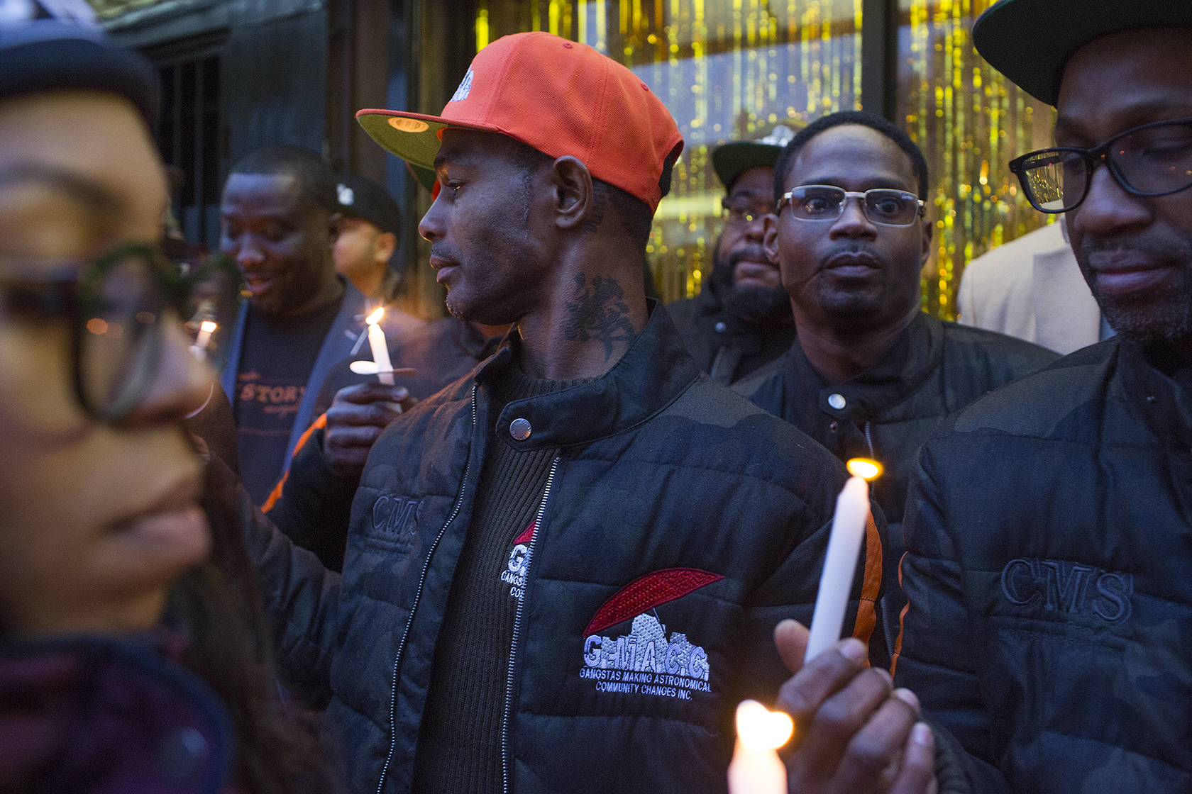 Activists holding candles