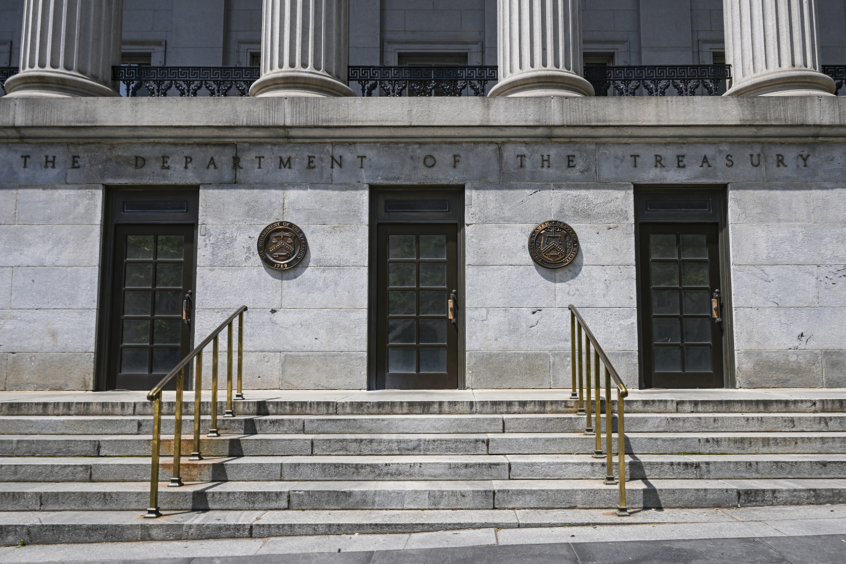 The steps up to the front of the Treasury building