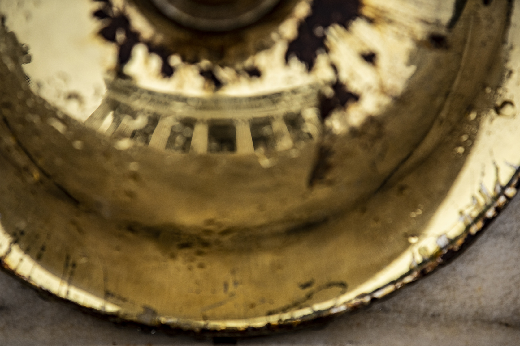 The U.S. Supreme Court reflected in a stanchion